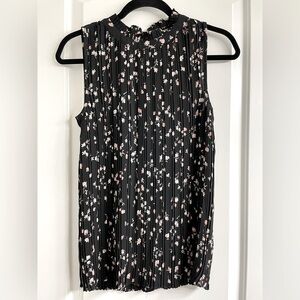 Ann Taylor Floral Black Sleeveless Top